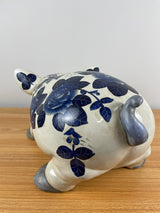 Wemyss Style Large Hand Painted Piggy Bank. White Ceramic with Flowers 18" long