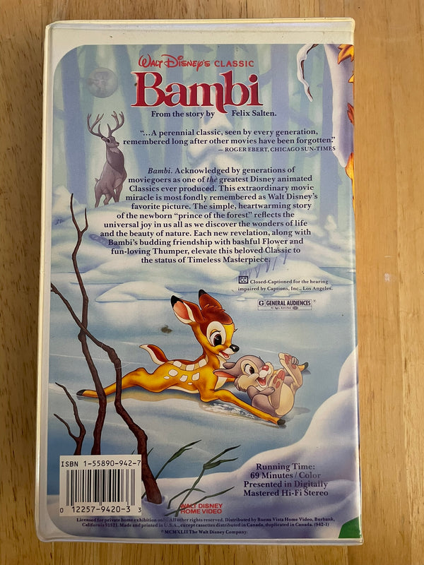 Walt Disney Bambi VHS Video Tape Black Diamond Classic Clamshell Case