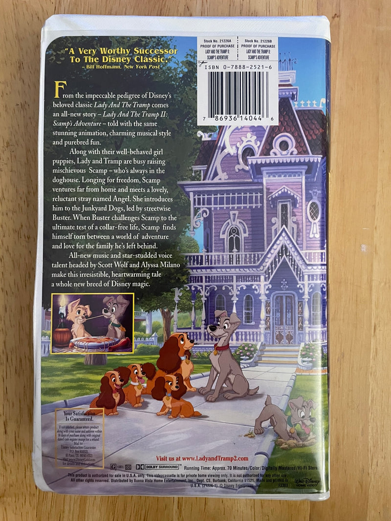 Lady and the Tramp II: Scamps Adventure (VHS, 2001) Disney