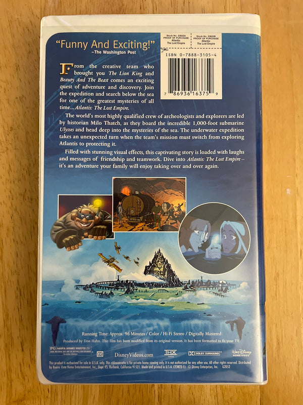 Atlantis: The Lost Empire (VHS, 2002) Clamshell Case