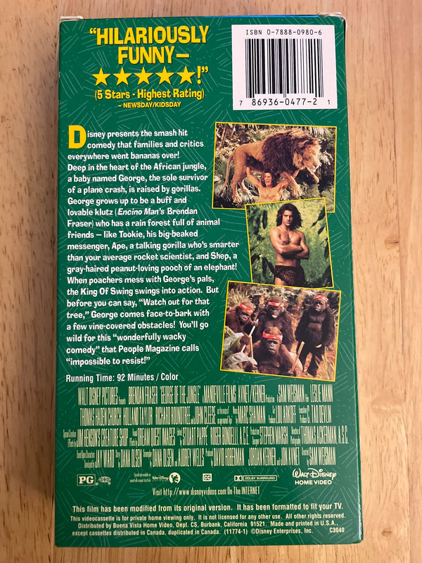 Disney George of the Jungle VHS Video Tape Brendan Fraser Movie