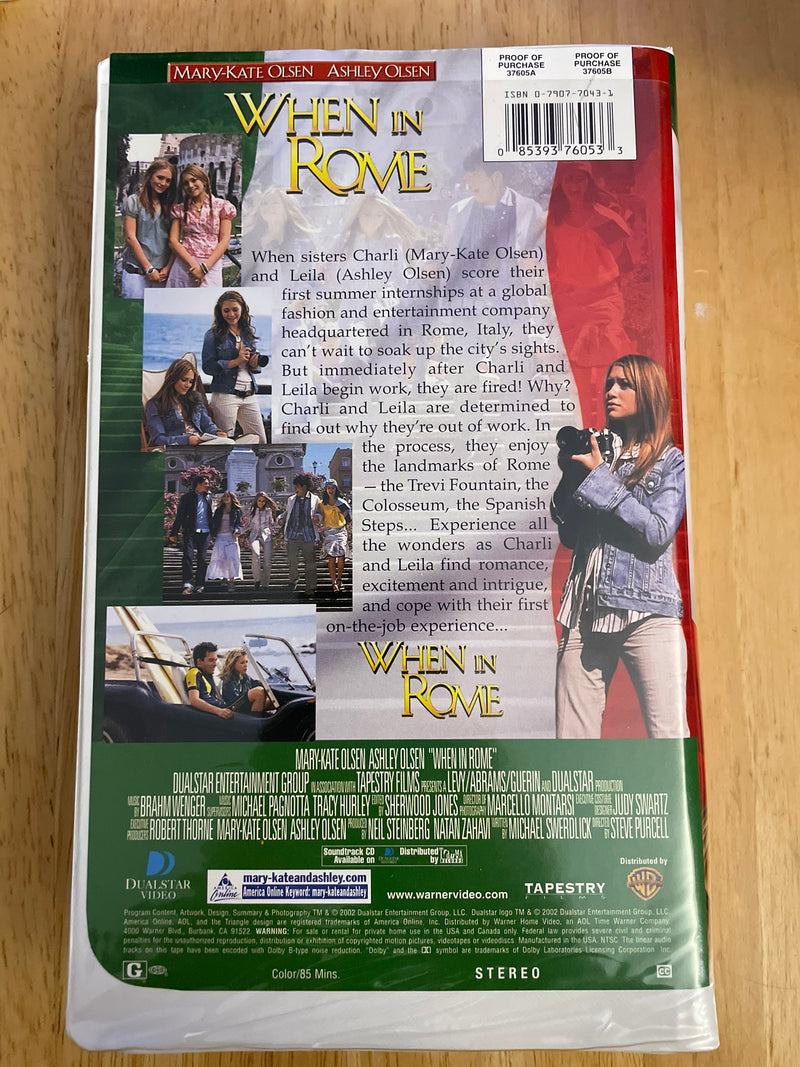 NEW When in Rome (Clam Shell VHS, 2002) starring Olsen Twins