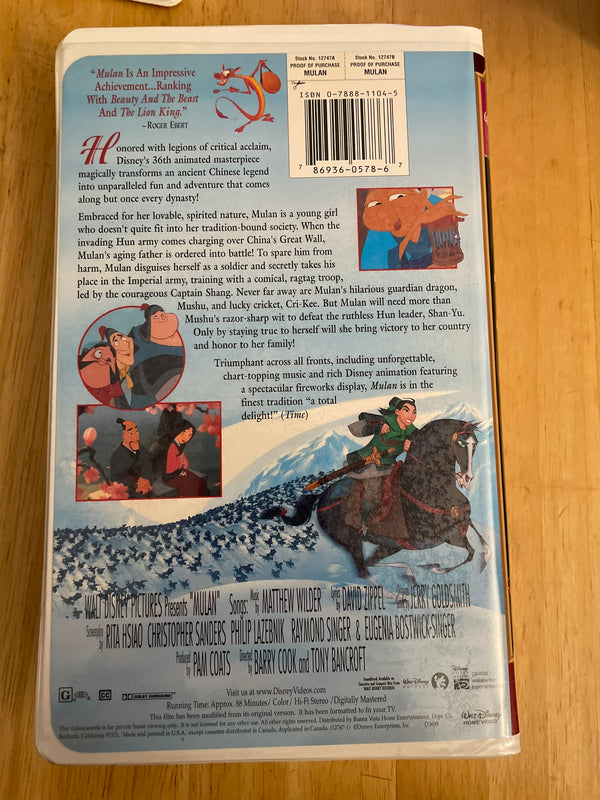 Mulan VHS 1999 Disney Clamshell