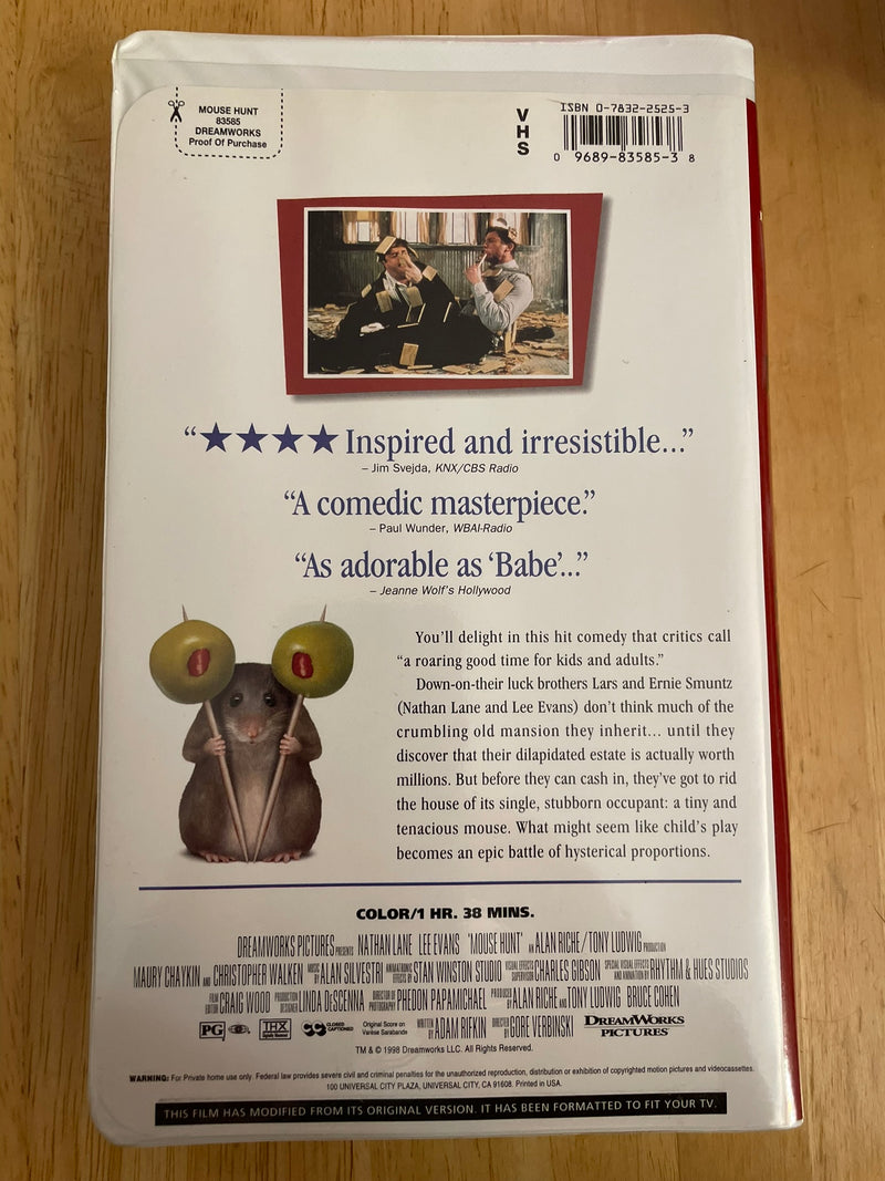 Mouse Hunt (VHS, 1998, Clamshell)