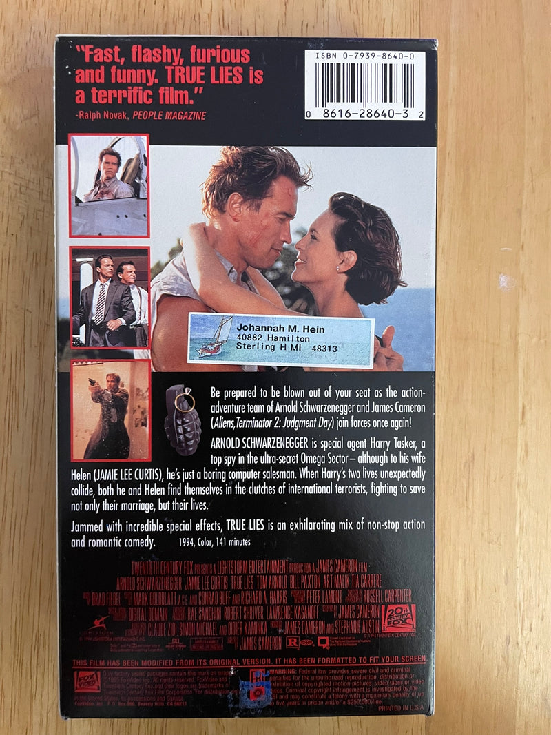 True Lies VHS 1994 Schwarzenegger Jamie Lee Curtis Exc Condition