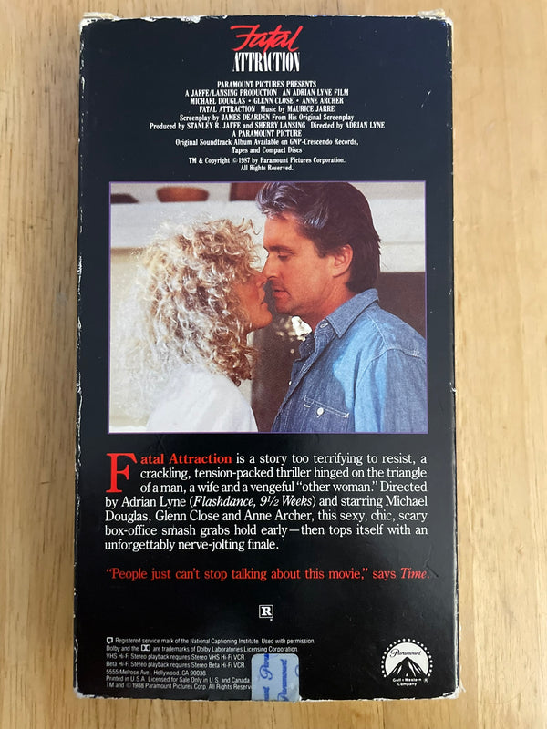 Fatal Attraction (VHS, 1988) Michael Douglas, Glenn Close