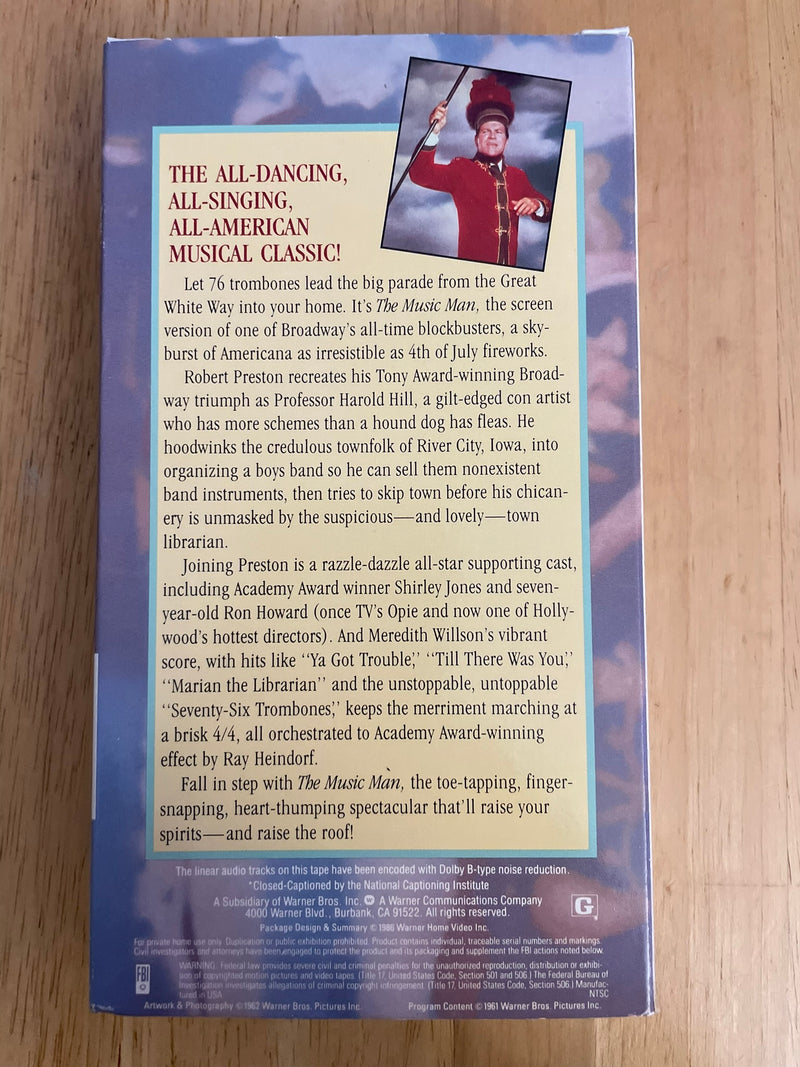 The Music Man VHS 1962, 1986 WB Release