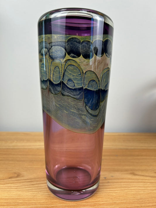 Brent Kee Young artistic glass vase 9.5" tall - signed Studio Glass Vase