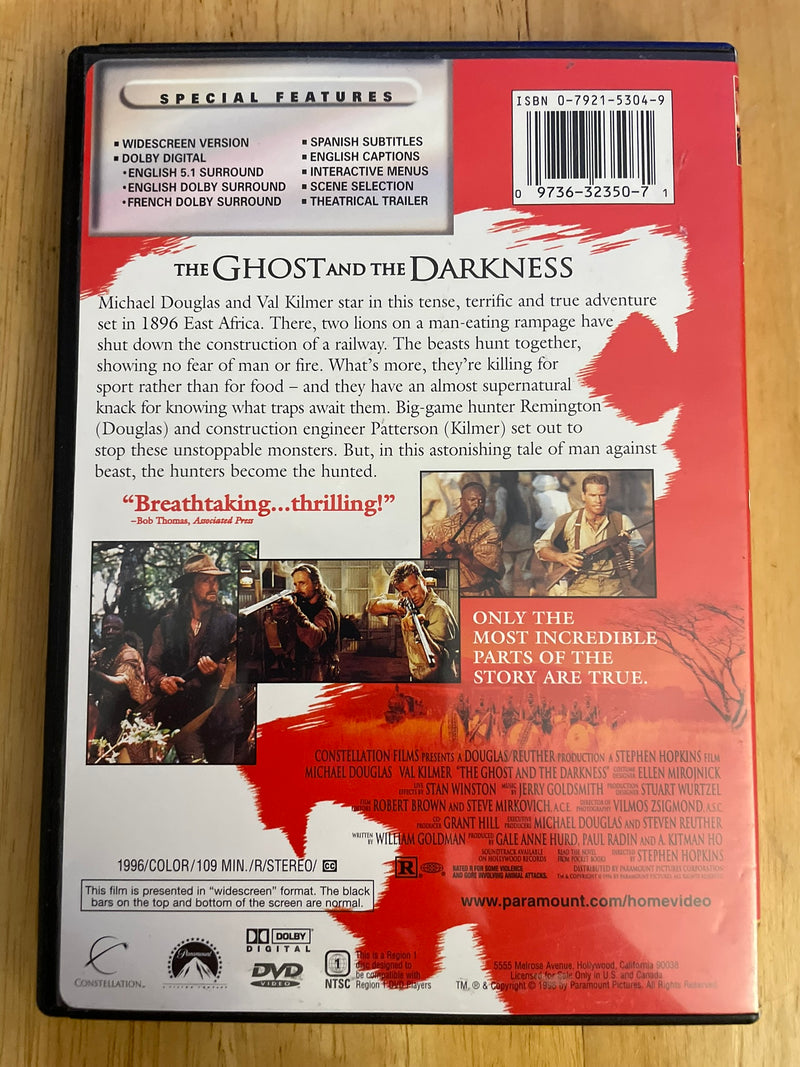 The Ghost and the Darkness (DVD, 1996) VAL KILMER/ MICHAEL DOUGLAS