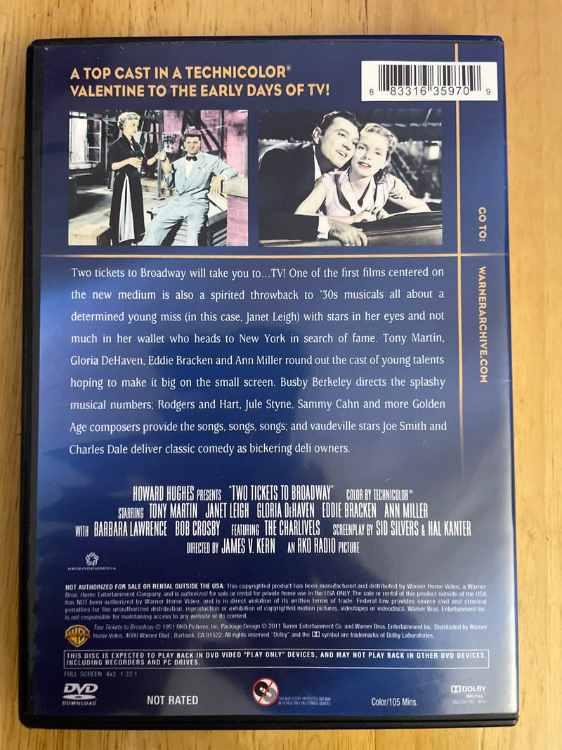 Two Tickets to Broadway (DVD, 1951) - Remastered Edition