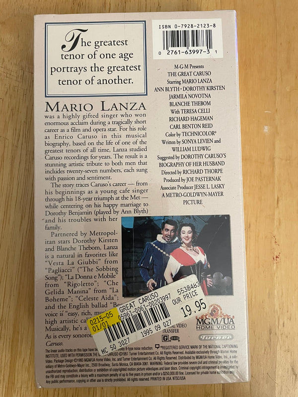 Sealed New The Great Caruso VHS Tape Mario Lanza Remastered Edition Musical