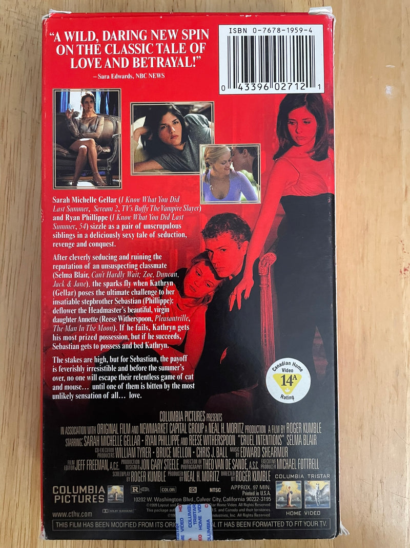 Cruel Intentions VHS 1999 Sarah Michelle Gellar