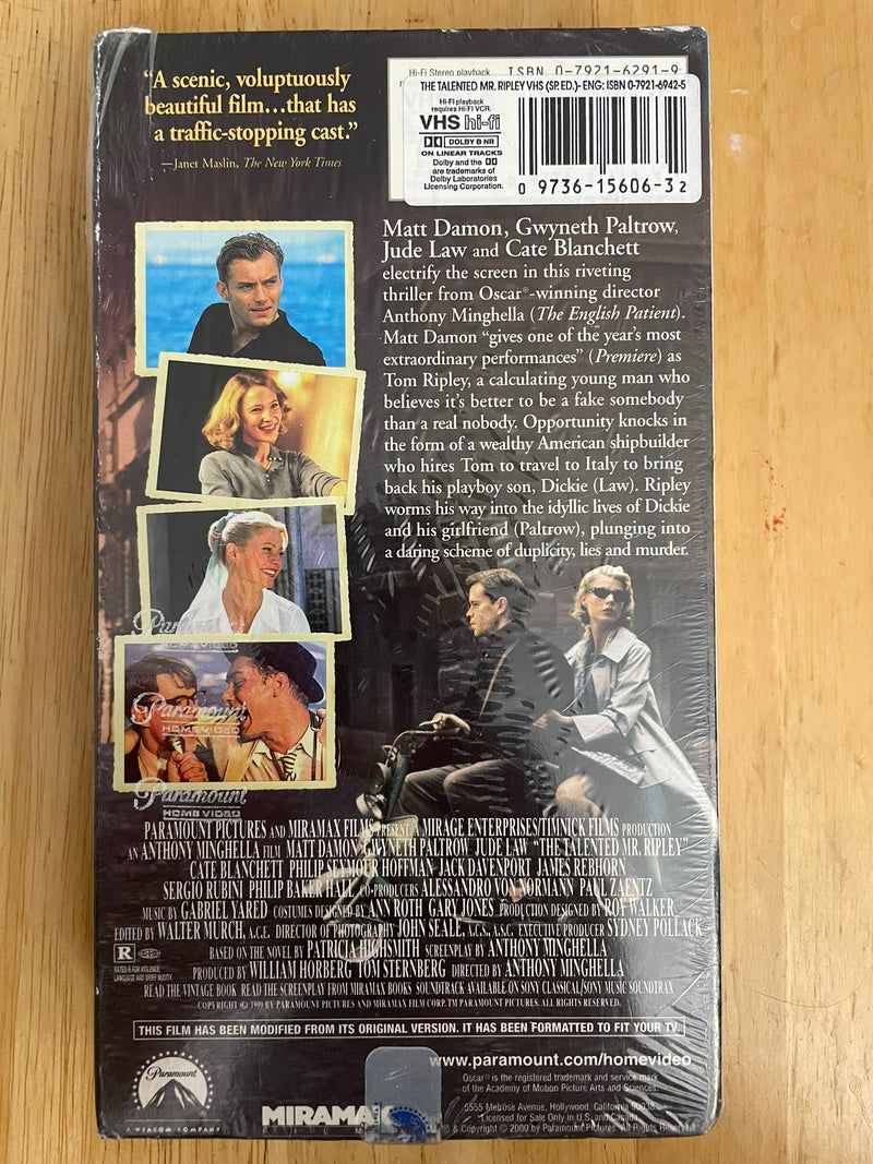 The Talented Mr. Ripley (VHS, 2001, Special Edition) Sealed New