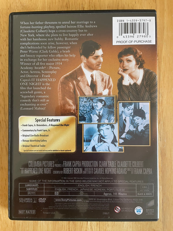 It Happened One Night (DVD, 1934)