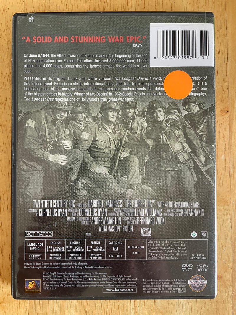 The Longest Day (1962) (DVD, 2001) Fox War Classics - John Wayne