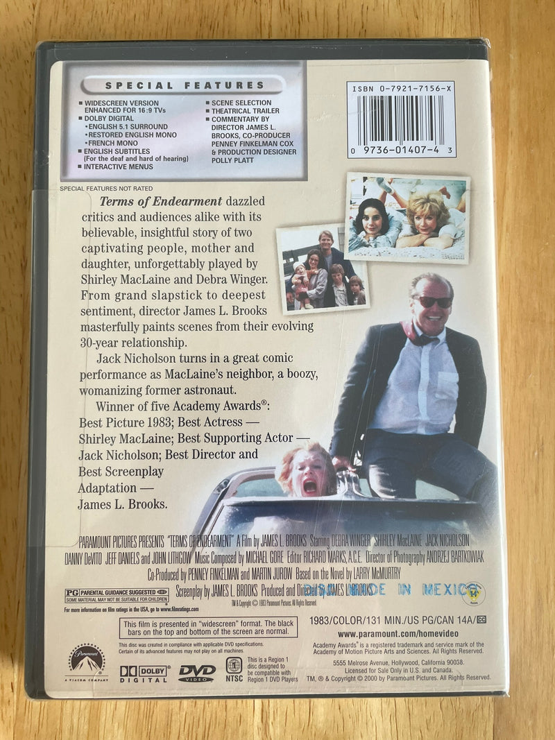 Terms of Endearment DVD, 1983, Jack Nicholson, Widescreen, Factory Sealed, New