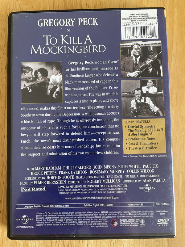 To Kill a Mockingbird (DVD, 1962, Widescreen Collectors Edition) GREGORY PECK