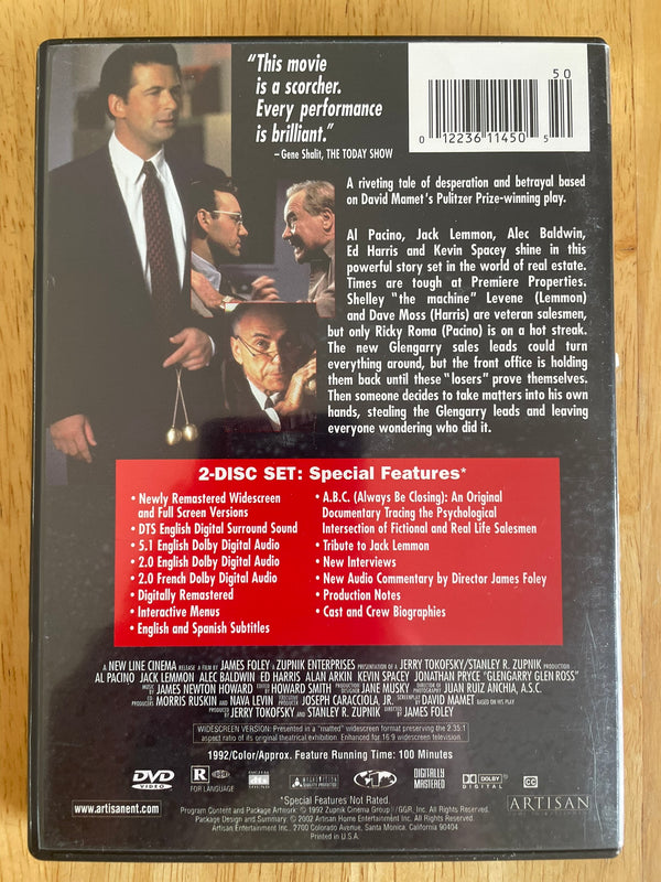 Glengarry Glen Ross (DVD, 2002, 10th Anniversary Special Edition) 2 Disc Set