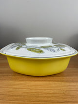 Vintage MCM Poole Pottery England Bay Leaf Casserole Dish With Lid