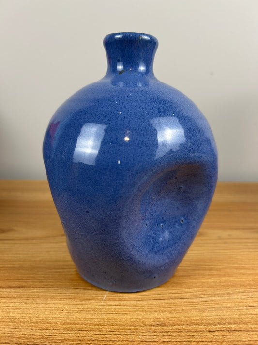 Cornelison Bybee Kentucky Hand Made Matte Blue Dimple Body Vase