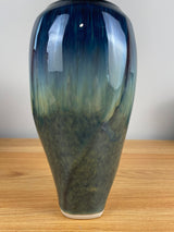 Bill Campbell Vase Studio Art Pottery Twist Vase Drip Glaze Signed