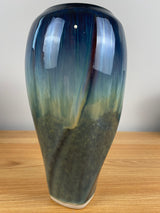 Bill Campbell Vase Studio Art Pottery Twist Vase Drip Glaze Signed