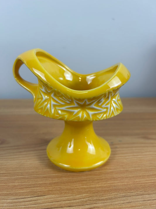 1968 McCoy USA Pottery MCP 20 Glossy Yellow Starburst Pattern Candle Holder