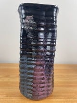 Carole Berhorst Studio Art Pottery Large Vase Black Pink Glazes 11" Tall