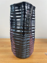 Carole Berhorst Studio Art Pottery Large Vase Black Pink Glazes 11" Tall