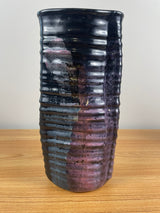 Carole Berhorst Studio Art Pottery Large Vase Black Pink Glazes 11" Tall