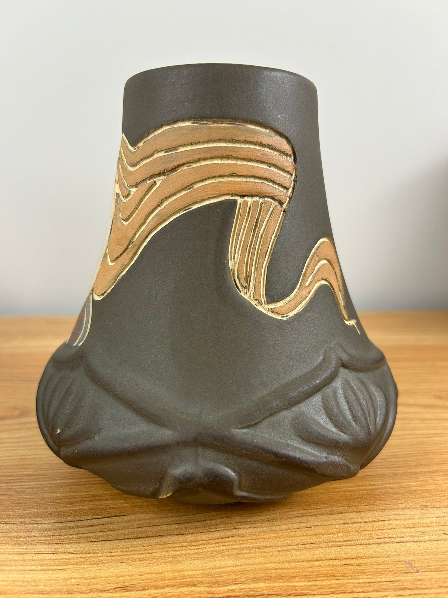 Owens Henri Deux 1900s Antique Art Pottery Flowing Hair Woman Portrait Vase 1308
