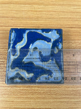 Flint Faience 1920's Arts And Crafts Carved Design Blue Glaze Tile