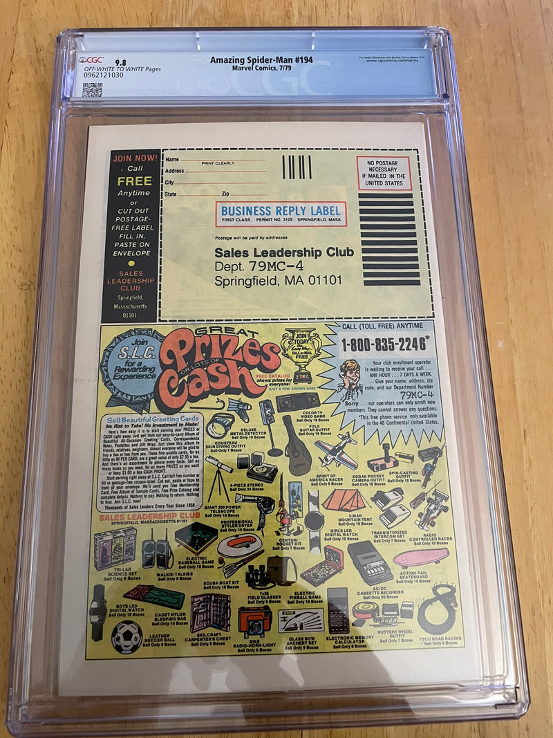 Amazing Spider-Man #194 CGC NM/M 9.8 White Pages 1st App Black Cat! Marvel 1979