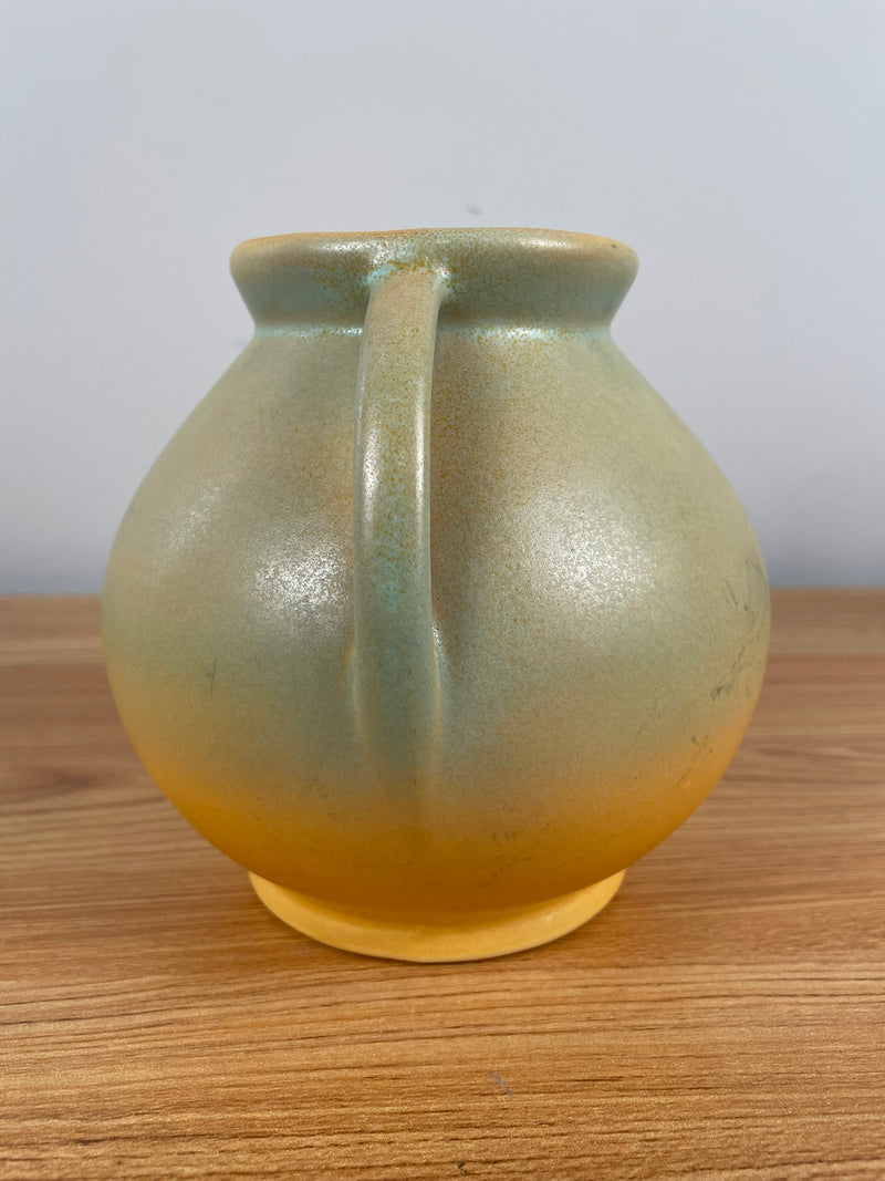 1930s RUMRILL RED WING ART POTTERY GREEN YELLOW GLAZE #302 ART DECO VASE