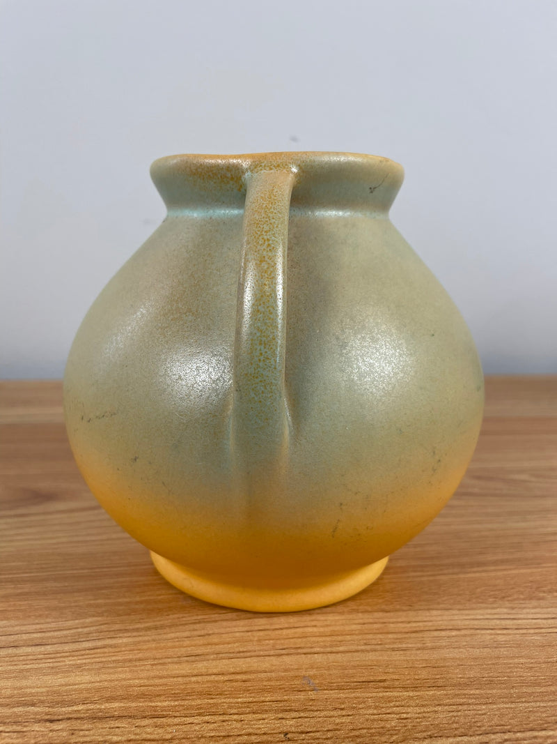 1930s RUMRILL RED WING ART POTTERY GREEN YELLOW GLAZE #302 ART DECO VASE