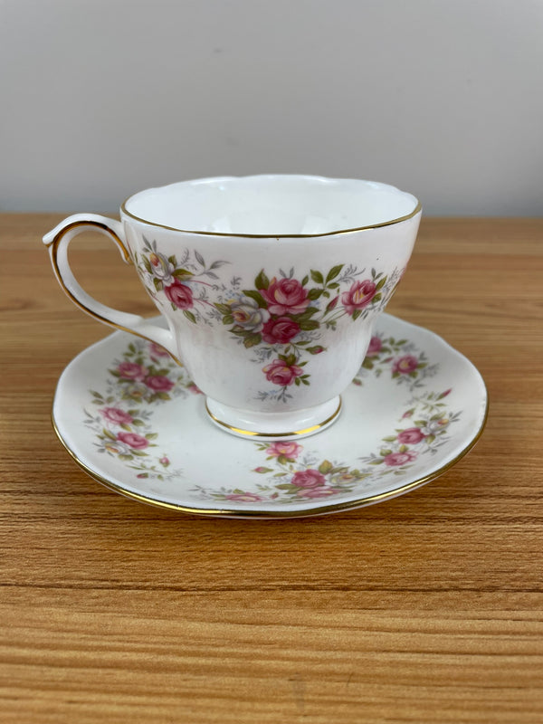 Duchess Bone China Tea Cup & Saucer England Multicolored Floral Pink Gold Trim