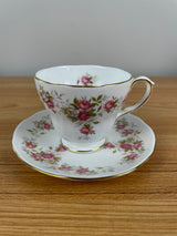 Duchess Bone China Tea Cup & Saucer England Multicolored Floral Pink Gold Trim