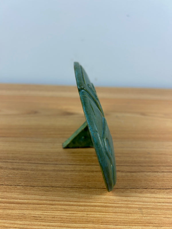 2002 ROZART PLAQUE,IOWA ART POTTERY ASSOCIATION,MATTE GREEN