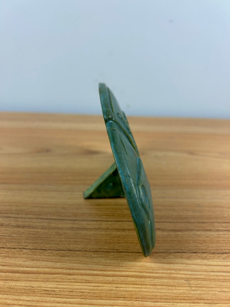 2002 ROZART PLAQUE,IOWA ART POTTERY ASSOCIATION,MATTE GREEN