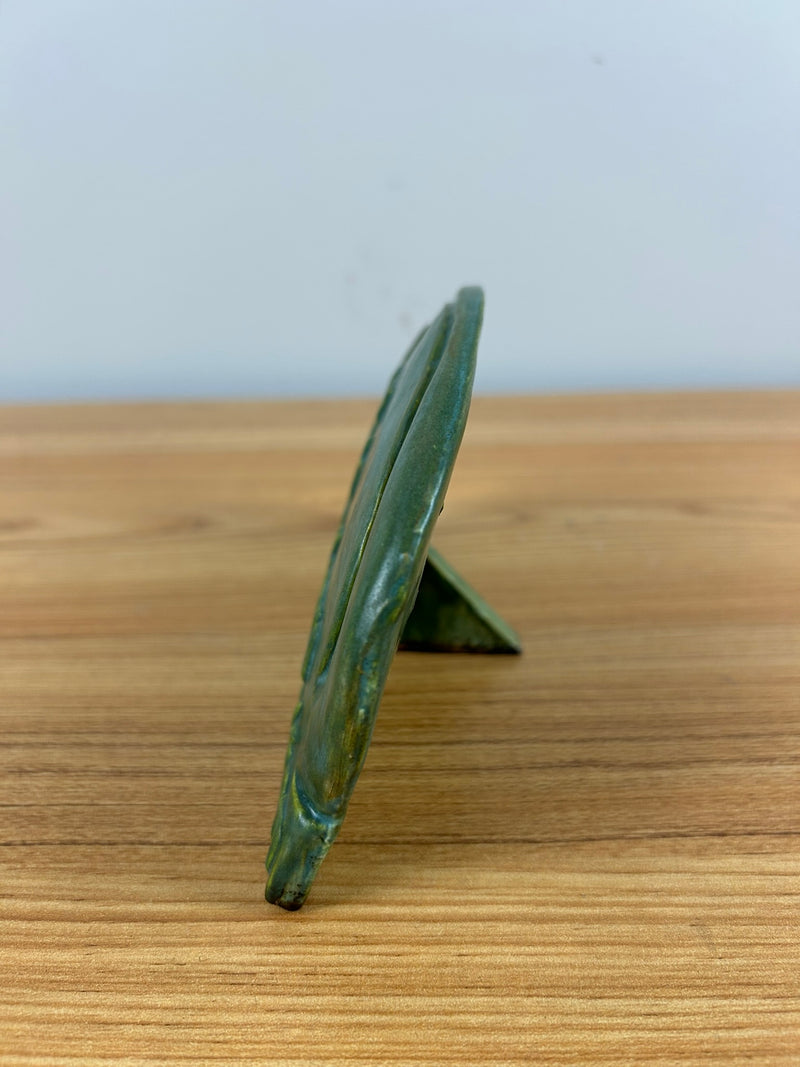 2002 ROZART PLAQUE,IOWA ART POTTERY ASSOCIATION,MATTE GREEN