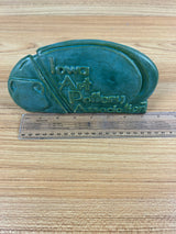 2002 ROZART PLAQUE,IOWA ART POTTERY ASSOCIATION,MATTE GREEN