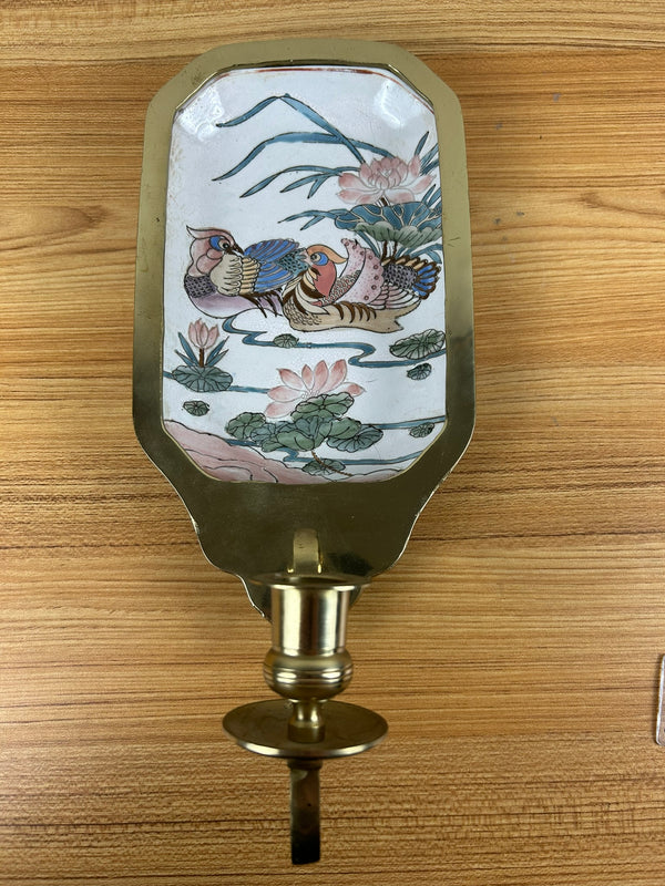 DYNASTY by HEYGILL Chinese Sconces Hand Paint Pink Bird Pastels