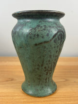 Pewabic Detroit Green Mottled Glaze Textured Abstract Design Vase