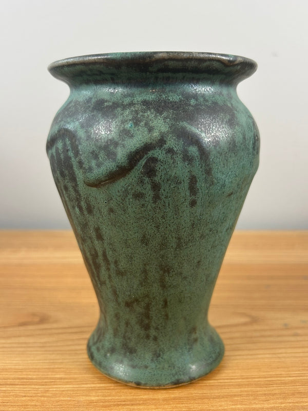 Pewabic Detroit Green Mottled Glaze Textured Abstract Design Vase