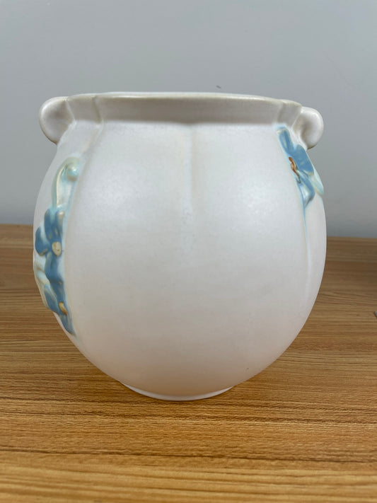 Weller Art Pottery White Bouquet 6" Floral Decorated Round Vase F-4