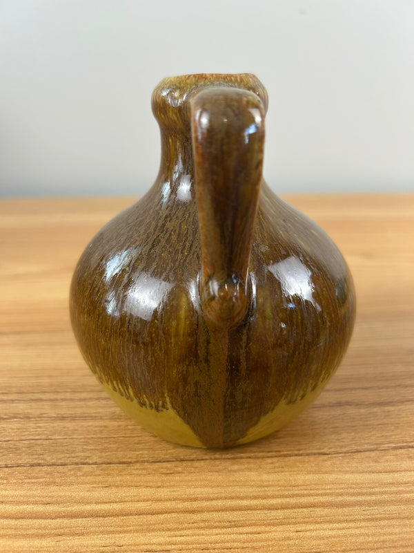Pigeon Forge Pottery Tennessee Yellow Brown Drip Glaze Jug 4.5" Tall