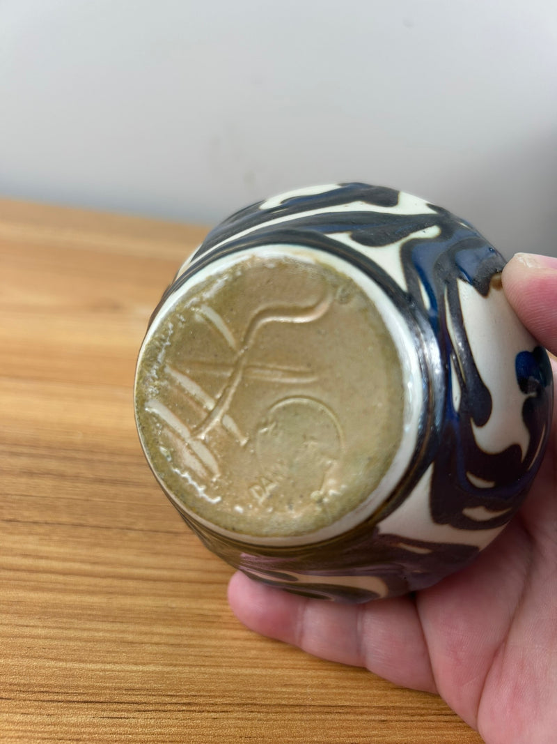 Herman A Kahler 1846-1917 Danish Art Nouveau Pottery Rim Vase Signed Danmark 3.5"