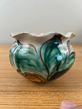 Herman A Kahler 1846-1917 Danish Art Nouveau Pottery Rim Vase Signed Danmark 3.75"