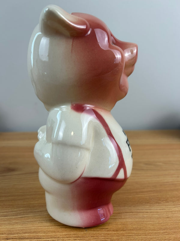 Royal Copley 1950's Vintage Art Pottery  Piggy Bank "Always First 1863-1959"