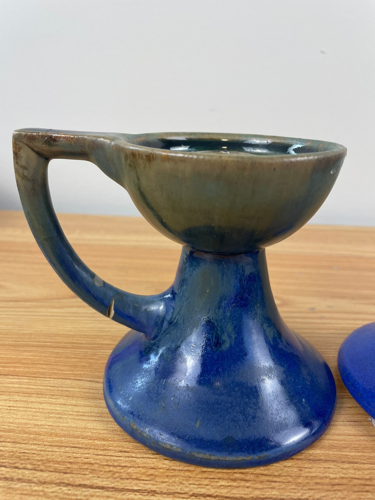 Fulper Vasekraft Art Pottery Blue Drip glaze Candle Holders Candlesticks Arts Crafts